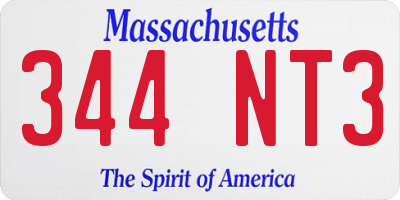 MA license plate 344NT3