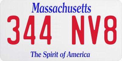 MA license plate 344NV8