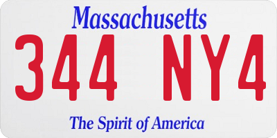 MA license plate 344NY4