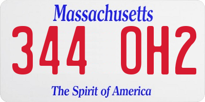 MA license plate 344OH2