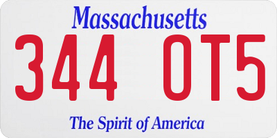 MA license plate 344OT5