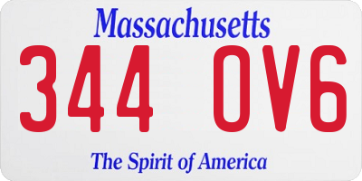 MA license plate 344OV6