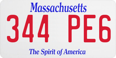 MA license plate 344PE6