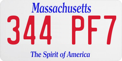 MA license plate 344PF7