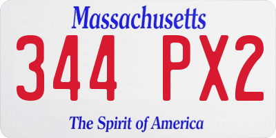 MA license plate 344PX2