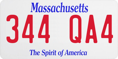 MA license plate 344QA4