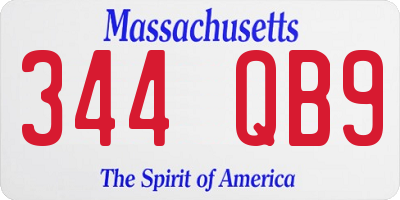 MA license plate 344QB9