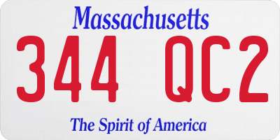 MA license plate 344QC2