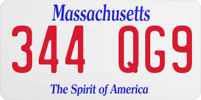 MA license plate 344QG9