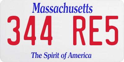MA license plate 344RE5