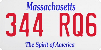 MA license plate 344RQ6