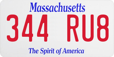 MA license plate 344RU8