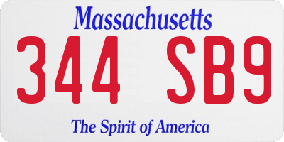 MA license plate 344SB9