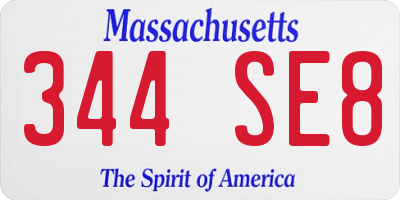 MA license plate 344SE8