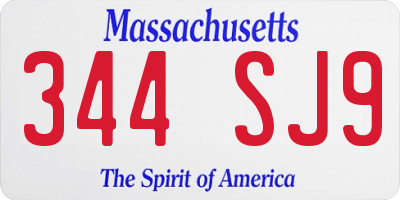 MA license plate 344SJ9