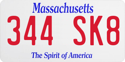 MA license plate 344SK8