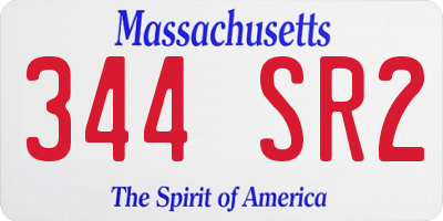 MA license plate 344SR2