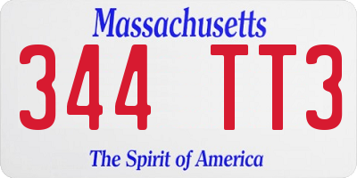 MA license plate 344TT3