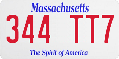 MA license plate 344TT7