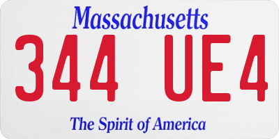 MA license plate 344UE4