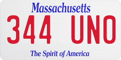MA license plate 344UN0