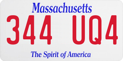 MA license plate 344UQ4