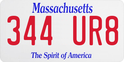 MA license plate 344UR8