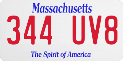 MA license plate 344UV8