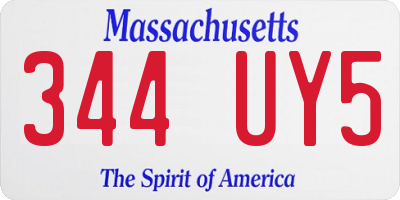 MA license plate 344UY5