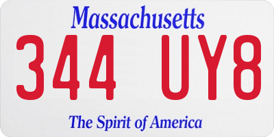 MA license plate 344UY8