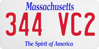 MA license plate 344VC2