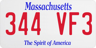 MA license plate 344VF3