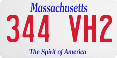 MA license plate 344VH2