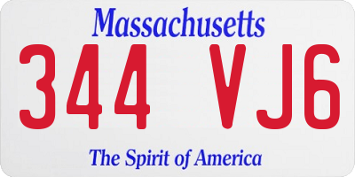 MA license plate 344VJ6