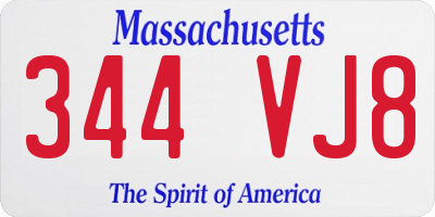 MA license plate 344VJ8