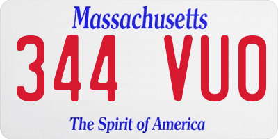 MA license plate 344VU0