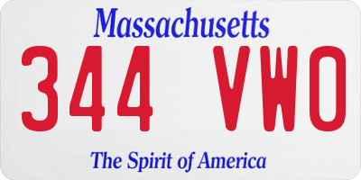 MA license plate 344VW0