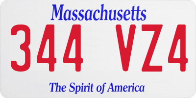 MA license plate 344VZ4