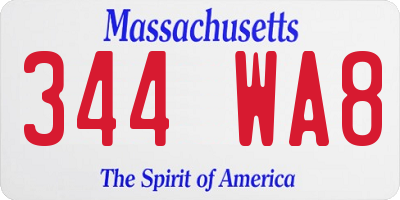 MA license plate 344WA8
