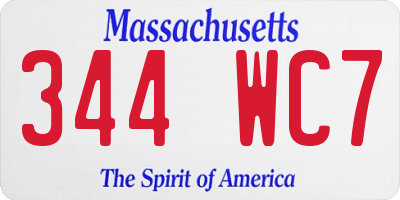 MA license plate 344WC7