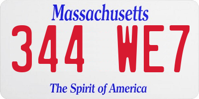 MA license plate 344WE7
