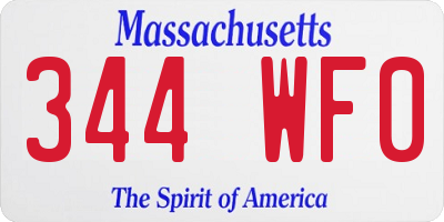 MA license plate 344WF0