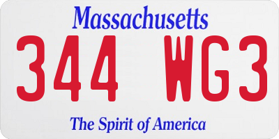 MA license plate 344WG3