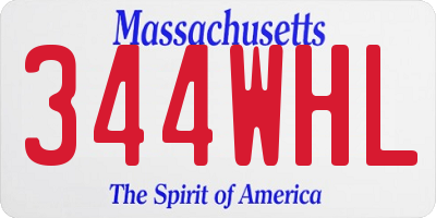 MA license plate 344WHL