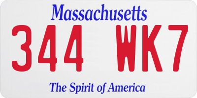 MA license plate 344WK7