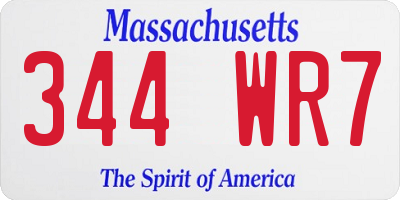 MA license plate 344WR7