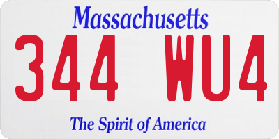 MA license plate 344WU4