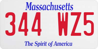MA license plate 344WZ5