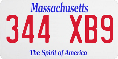 MA license plate 344XB9