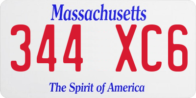 MA license plate 344XC6